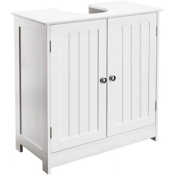 Ktaxon Bathroom Vanity Cabinet Under Sink Space Saver with Double Doors and Adjustable Shelves, White(Pedestal Sink)