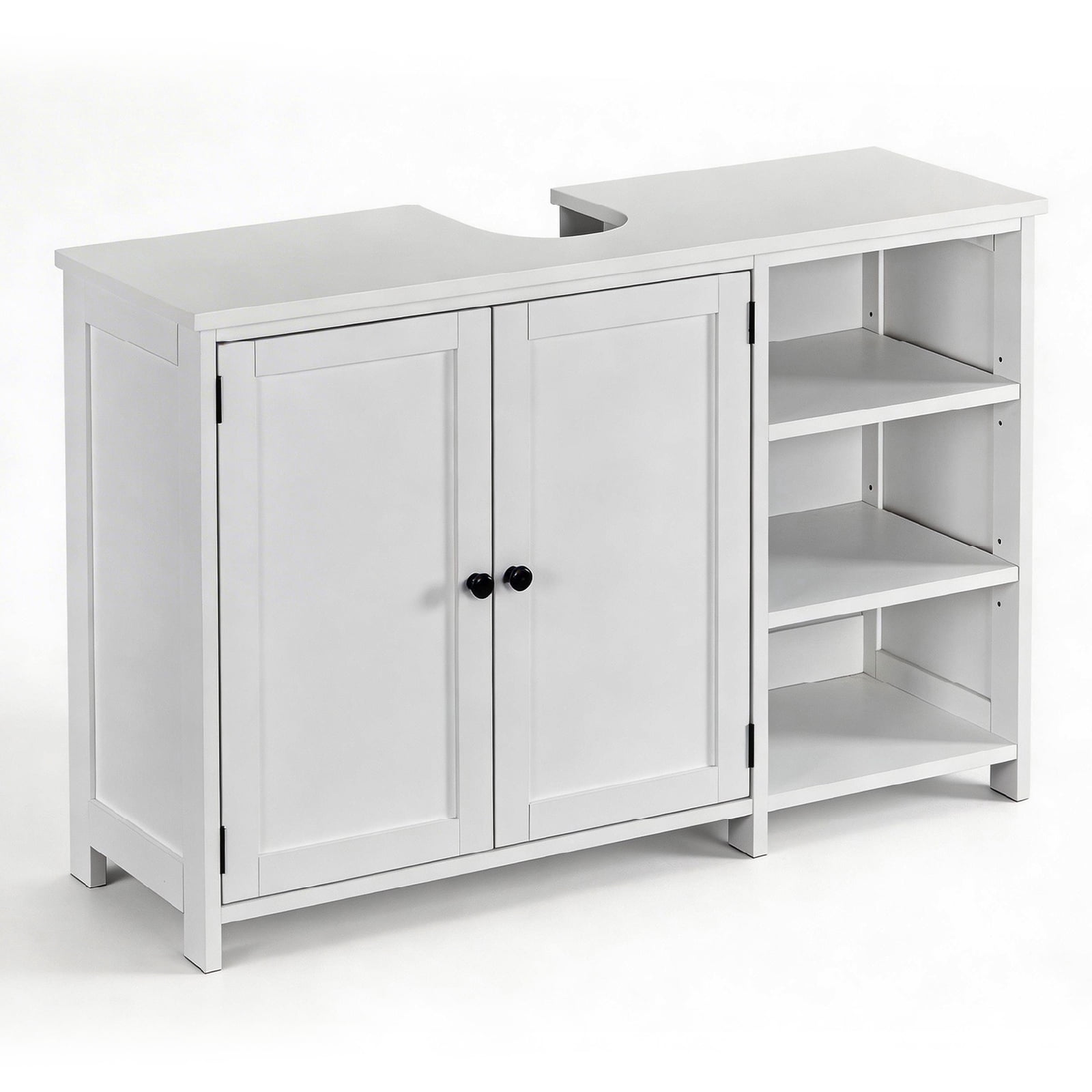 Ktaxon Bathroom Vanity Under Sink Pedestal with Two Doors and Three Adjustable - height Shelves, White