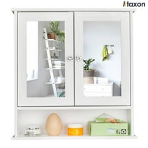 Ktaxon Bathroom Wall Cabinet Kitchen Medicine Cabinet Storage Cabinet with 2 Mirror Doors and Shelves, White Finish