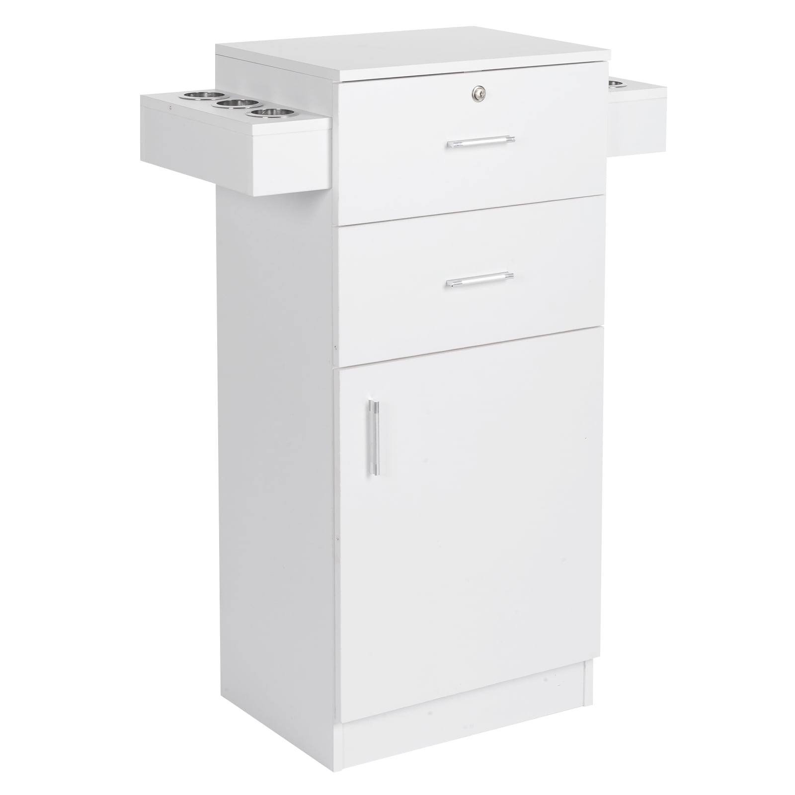 White MDF Beauty Salon Cabinet with Locking Drawers and Tool Holsters