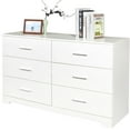 thumbnail image 1 of Ktaxon Bedroom Dresser with 6 Drawers, Wooden Double Dresser for Entryway, Wide Storage Cabinet for Living Room, White, 1 of 8