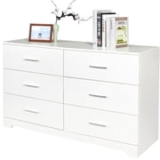 Virabit 6-Drawer White Dresser With USB Charging - Modern Bedroom Chest Of Drawers