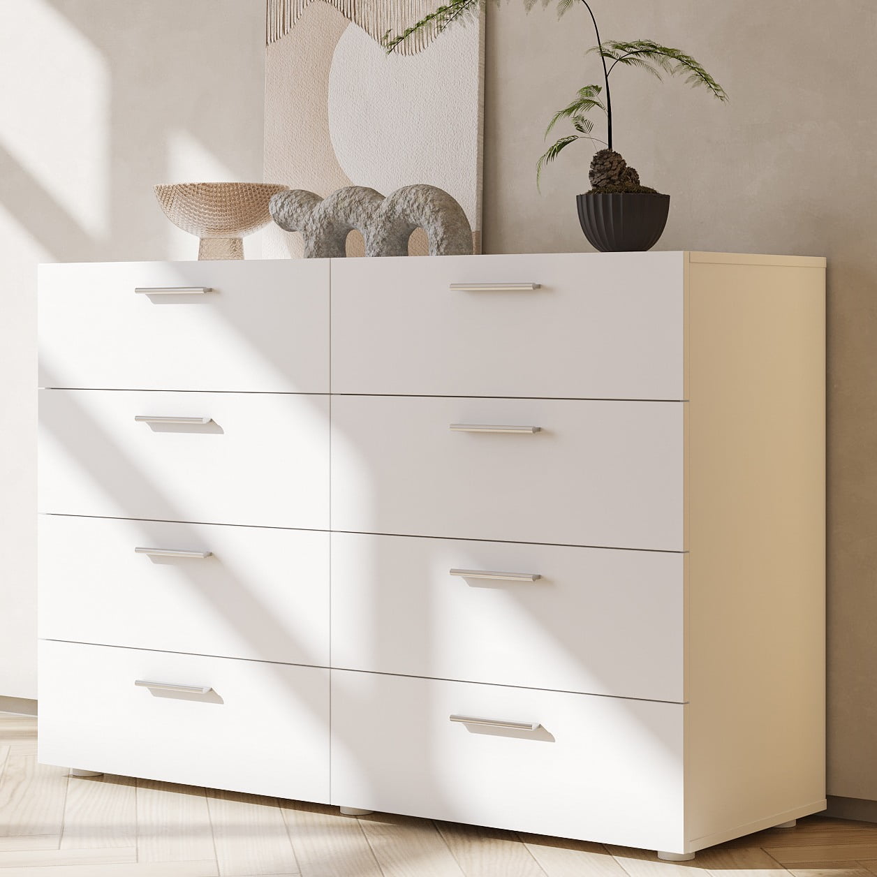 Ktaxon 8-Drawer Wooden Dresser, Double Storage Chest for