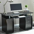 thumbnail image 1 of Ktaxon Black 3 Drawers Computer Desk Black Study Workstation Office Furniture, 1 of 8
