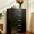 thumbnail image 1 of Ktaxon Black 5 Drawer Dresser Nightstand Modern Wood Chest of Drawers Bedroom Black Finish, 1 of 2