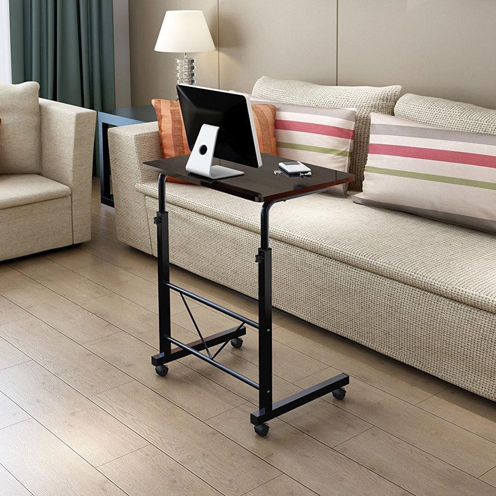 Adjustable Black Particleboard Computer Desk with Casters