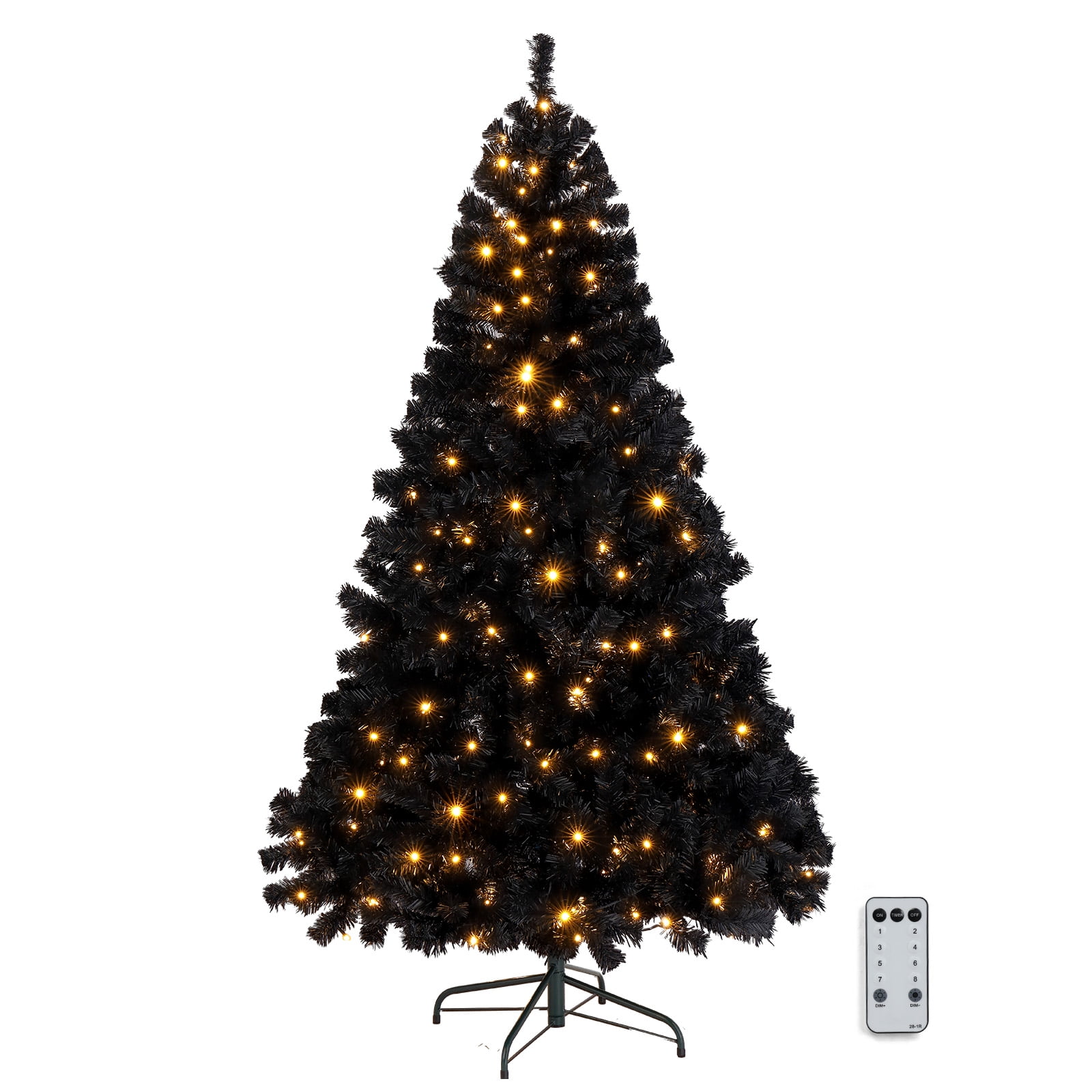 Ktaxon Black Christmas Tree 6ft Artificial Xmas Tree with 250 LEDs ...