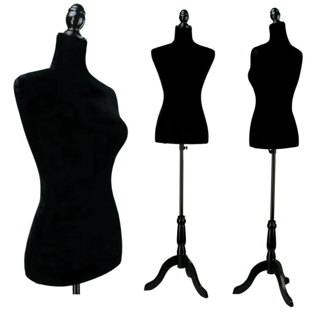 Female Display Dress Form on Black Wood Tripod Base - Dress Forms USA