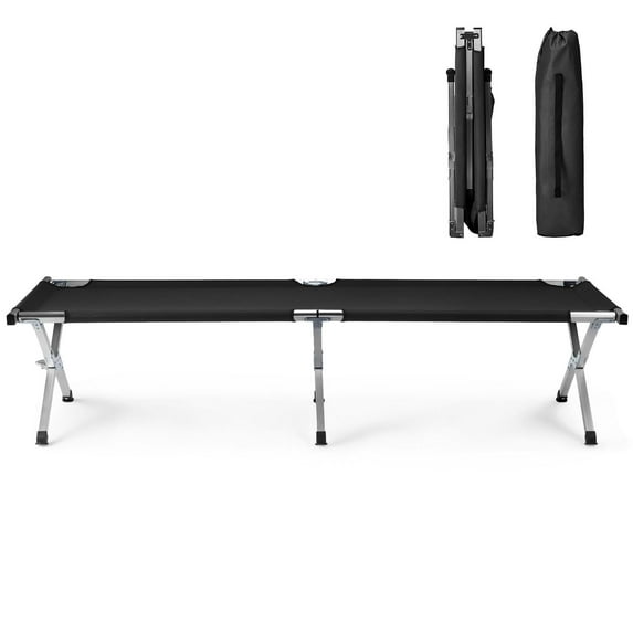 Ktaxon Black Folding Chaise Lounge Outdoor Portable Beach Lawn Camping Cot