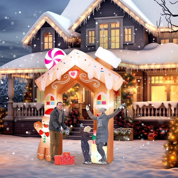 Ktaxon Blow-Up Gingerbread Man Archway, Inflatable Christmas Lawn Decor for Garden and Yard Parties