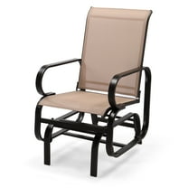 Ktaxon Brown Patio Glider Chair - Single Steel Frame Seat, Tesslin Fabric for Porch, Garden, Balcony