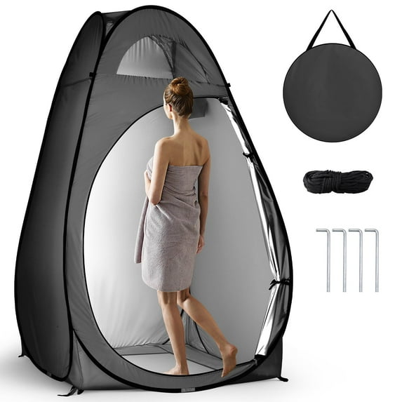Ktaxon Camping Shower Tent, Portable Pop Up Changing Tent, Waterproof Dressing Room Privacy Tent for Camping Beach, Black