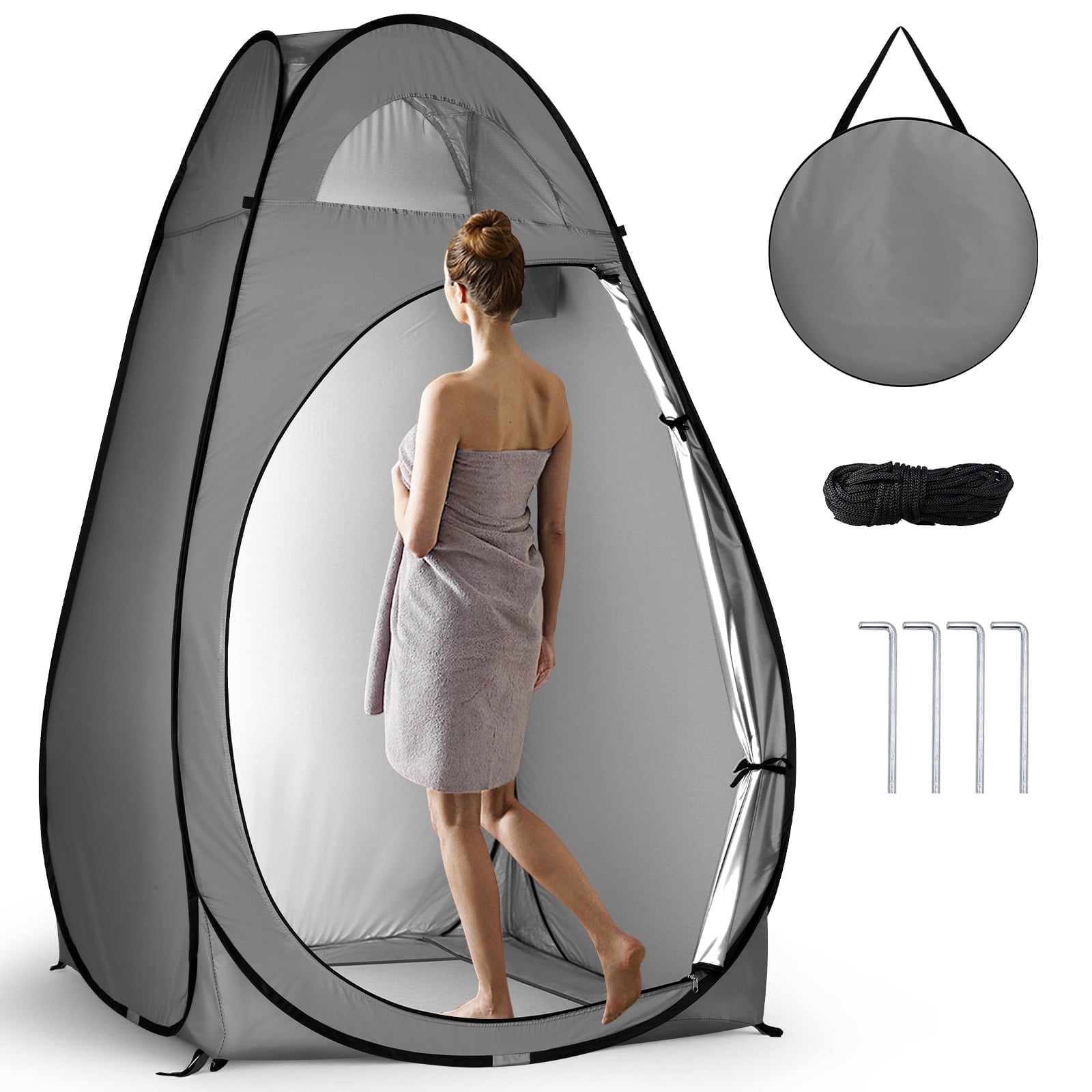 Ktaxon Camping Shower Tent, Portable Pop Up Changing Tent, Waterproof Dressing Room Privacy Tent for Camping Beach, Dark Gray