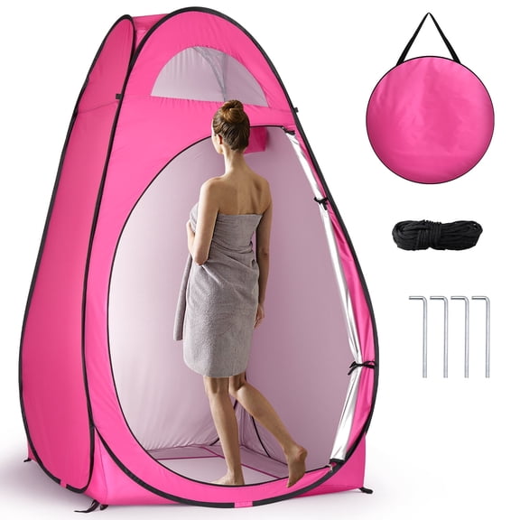 Ktaxon Camping Shower Tent, Portable Pop Up Changing Tent, Waterproof Dressing Room Privacy Tent for Camping Beach, Light Pink