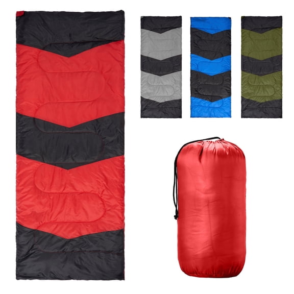 Ktaxon Camping Sleeping Bag, Rectangular Sleeping Bag with Storage Bag for Cold Weather, Lightweight Camping Essentials Sleep Gear, Red