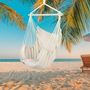Ktaxon Chair Hanging Rope Swing Hammock Outdoor Porch Patio Yard Seat with Two Pillows