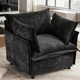 thumbnail image 1 of Ktaxon Chenille Accent Chair, Reading Chair with Thick Cushions, Oversized Club Sofa with Two Armrest Pillows for Home Office Black, 1 of 10