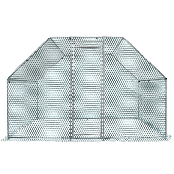 Ktaxon Chicken Coop, 6.5' x 9.8' x 6.5' Metal Poultry Cage with 180g PE Rainproof Cover for Outdoor, Rabbit & Hen Hutch
