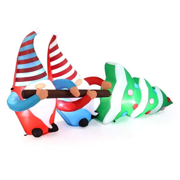 Ktaxon Christmas Inflatable Decorations Elf Pull the Christmas Tree, Blow Up Christmas Decor with 6 String Lights