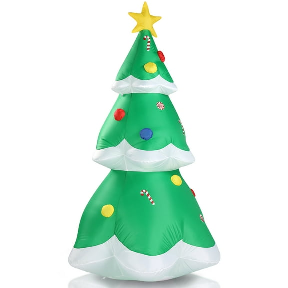 Ktaxon Christmas Inflatable Decorations Tree 7FT, Blow up Christmas Decor with 4 String Lights