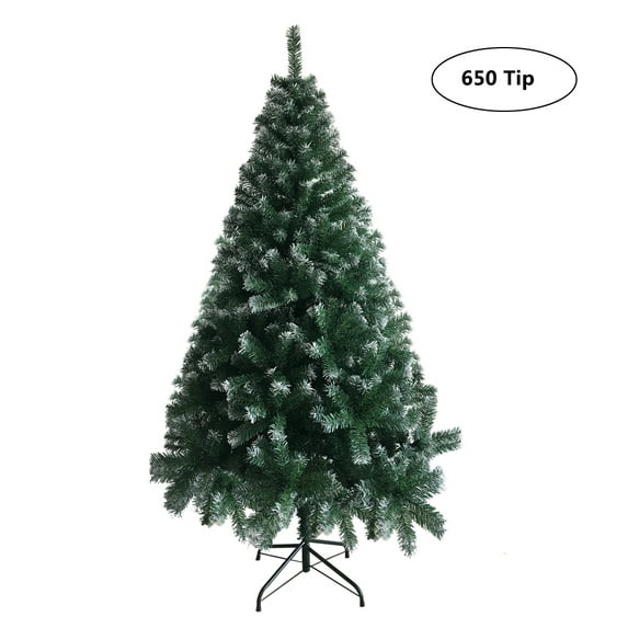 Ktaxon Christmas Tree 6ft Traditional with 600 Tips Branches Sprayed White,Like Snowflakes,Artificial Xmas Tree, Indoor Holidays Decoration