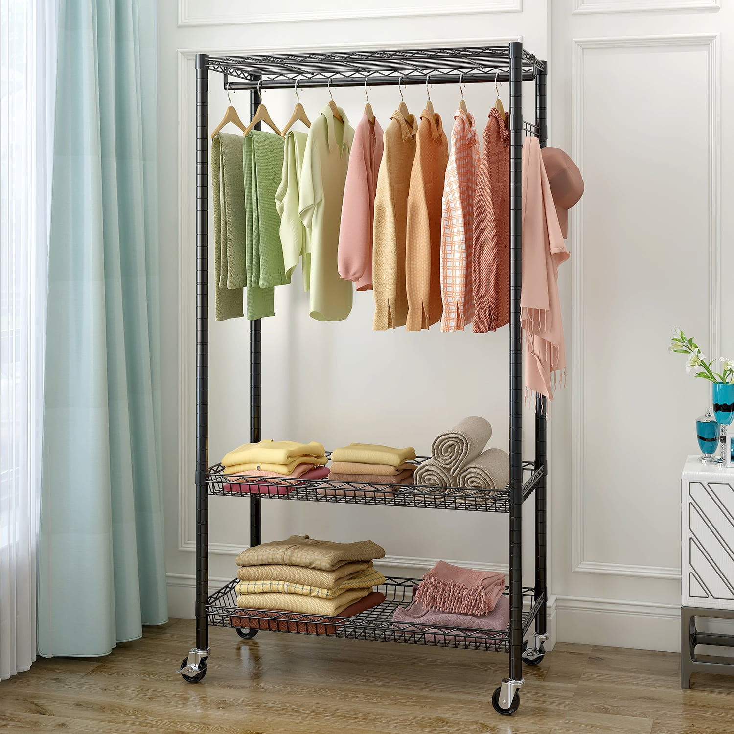 Ktaxon Clothes Rack, Heavy Duty Garment Rack Hanging Clothes Rack with