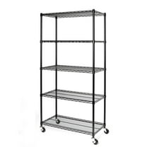 Ktaxon Commercial 5-Tier Storage Rack, Rolling Metal Garage Storage Shelves Black, 35''W x 18''D x 71''H, Capacity for 1250 lbs