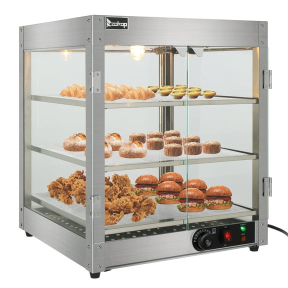Ktaxon Commercial Food Warmer 3-Tier Countertop Food Pizza Pastry Warmer Display Case 800W 110V