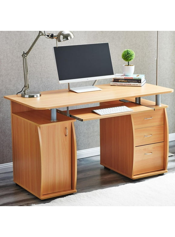 Ktaxon Computer Desk PC Laptop Table w/Drawer Office Study Home Workstation Wood Color