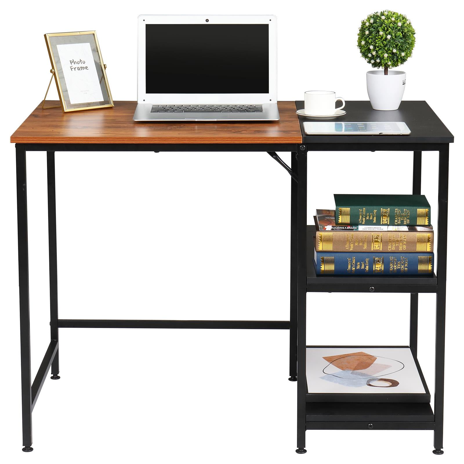 Ktaxon Computer Desk with Side Shelves for Storage,Durable Study Table