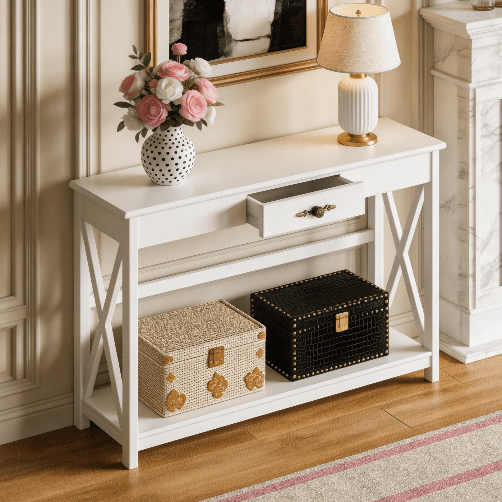 Ktaxon Mid-Century Console Table Sofa Table with 1 Drawer and