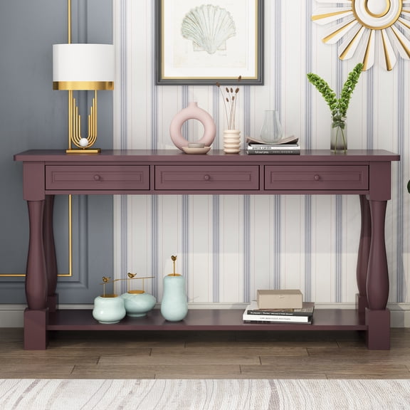 Ktaxon Console Table with 3 Drawers and Bottom Shelf, Extra Long Sofa Table Entryway Table for Living Room, Hallway, Foyer, Office, Espresso