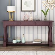 Ktaxon Console Table with 3 Drawers and Bottom Shelf, Extra Long Sofa Table Entryway Table for Living Room, Hallway, Foyer, Office, Espresso
