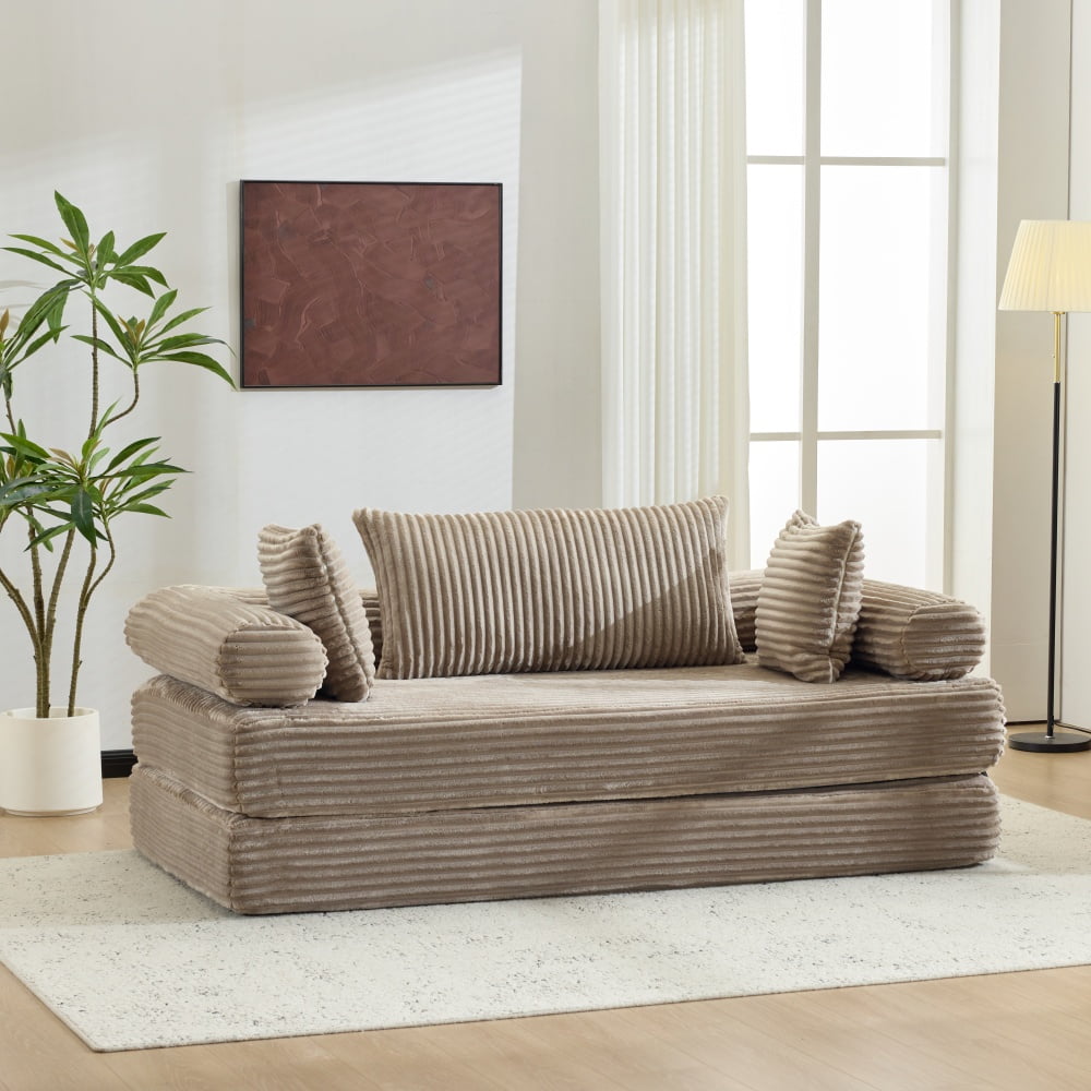 Ktaxon Convertible Sofa Bed, Pull-Out Sleeper Loveseat Couch with Oversized Back Pillow, Ideal for Living Room or Guest Use Gray