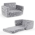 thumbnail image 1 of Ktaxon Convertible Sofa for Little Ones, 2-in-1 Toddler Couch with Side Pockets, Flannel Foldable Nap Lounge for Playroom or Bedroom Light Gray, 1 of 7