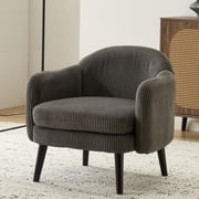 Ktaxon Corduroy Accent Chair, Deep Seat Armchair, Upholstered Reading Chair with Wood Legs for Living Room, Bedroom, Dark Gray