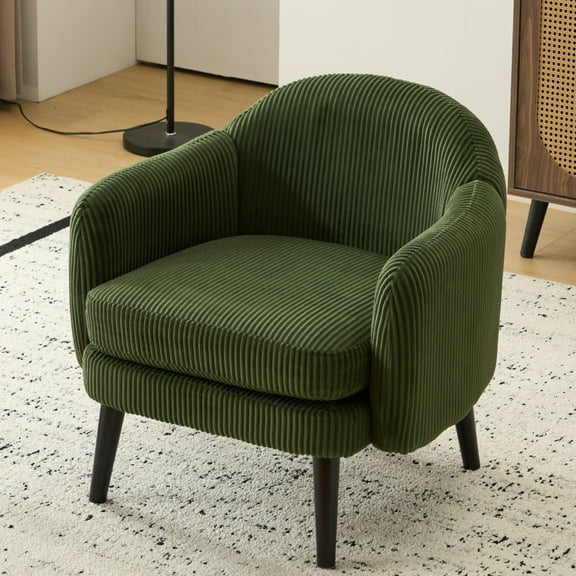 Ktaxon Corduroy Accent Chair, Deep Seat Armchair with Wood Legs, Comfy Sinlge sofa for Living Room, Bedroom, Reading Nook Green