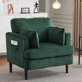 thumbnail image 1 of Ktaxon Corduroy Accent Chair, Reading Chair with Rubberwood Legs, Sofa with Armrest Pockets, Two Armrest Pillows, Thick Cushions,  for Home Office Green, 1 of 7
