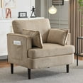 thumbnail image 1 of Ktaxon Corduroy Accent Chair, Reading Chair with Rubberwood Legs, Sofa with Armrest Pockets, Two Armrest Pillows, Thick Cushions,  for Home Office Khaki, 1 of 7