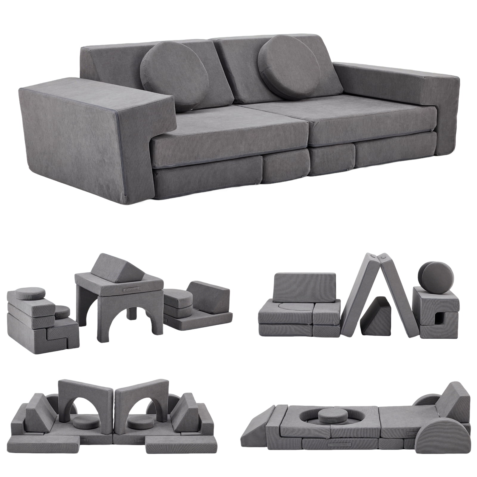 Ktaxon Corduroy Kids Toddler Couch 14PCS Modular Sofa Set