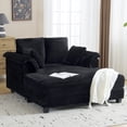 thumbnail image 1 of Ktaxon Corduroy Sofa Bed, Upholstered Comfy Sleeper with Pillow Arms, Lounge Chair with Lumbar Support Pillows, Ideal for Small Spaces Black, 1 of 9