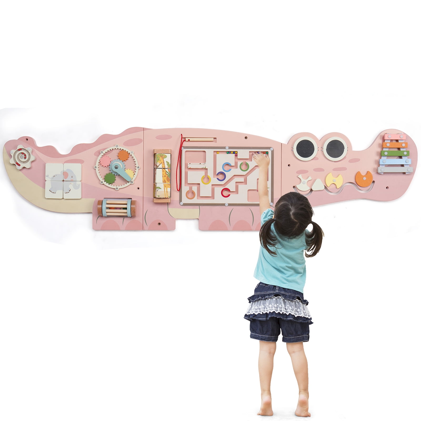 Ktaxon Crocodile Activity Wall Busy Board Panels, 10-in-1