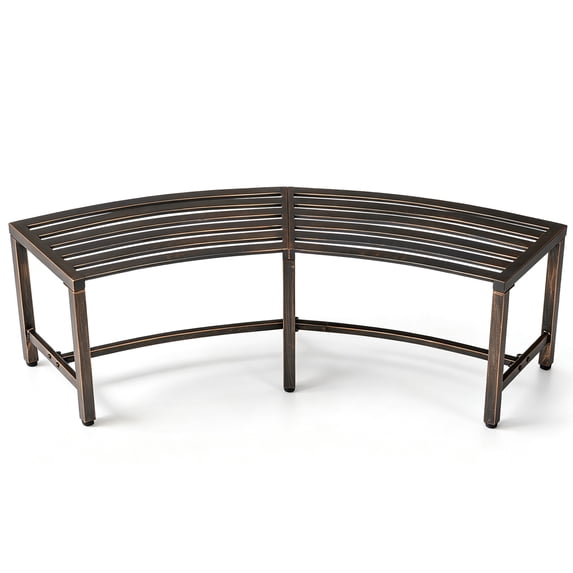 Ktaxon Metal Backless Bench, 55.5 in 2 Person Slatted for Patio Garden Yard Lawn, Bronze