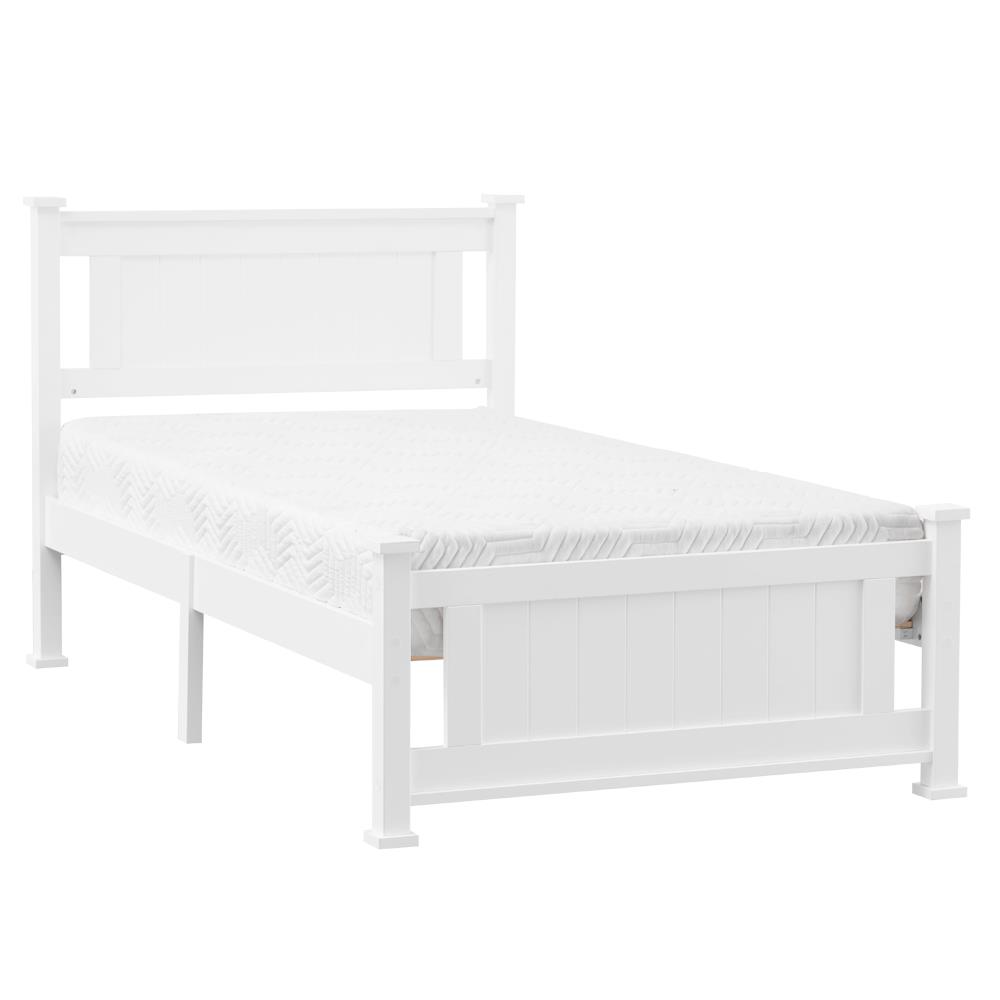 ACME Cecilie Twin Bed with Wooden Headboard in White, Multiple Sizes