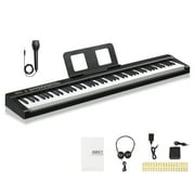 Ktaxon Digital Piano 88-Key Semi-Weighted Action, Electronic Keyboard Set with X Stand, Bench, 3-Pedal Unit for Beginners, Black