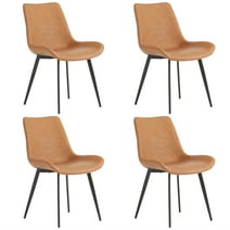Ktaxon Dining Chairs Set of 4 PU Cushion Seat Back Side Diner Chairs with Metal Legs Washable Brown