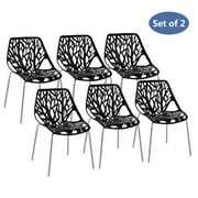 Ktaxon Dining Chairs (Set of 6) Modern Nest Style Lounge Chairs Kid-Friendly Birch Chairs, Stackable Modern Chair Black