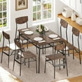 thumbnail image 1 of Ktaxon Dining Table Set for 4/6 with Storage Racks, Dining Room Table Set for 4/6 Modern Design, Kitchen Table and Chairs for Home Kitchen, Burnt Brown, 1 of 8