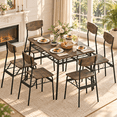 thumbnail image 1 of Ktaxon Dining Table Set for 4/6 with Storage Racks, Dining Room Table Set for 4/6 Modern Design, Kitchen Table and Chairs for Home Kitchen, Burnt Brown, 1 of 8