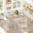 thumbnail image 1 of Ktaxon Modern Dining Table Set for 6 with Storage Racks, Farmhouse Wood Dining Room Table Set for 6, Compact Kitchen Table and Chairs for Home Kitchen, Light Oak, 1 of 8